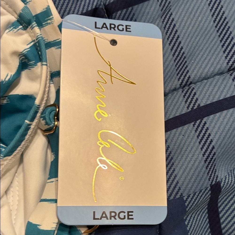 NWT Anne Cole Tankini Top Turquoise UPF 50 Limited Edition  size Large - Picture 10 of 10